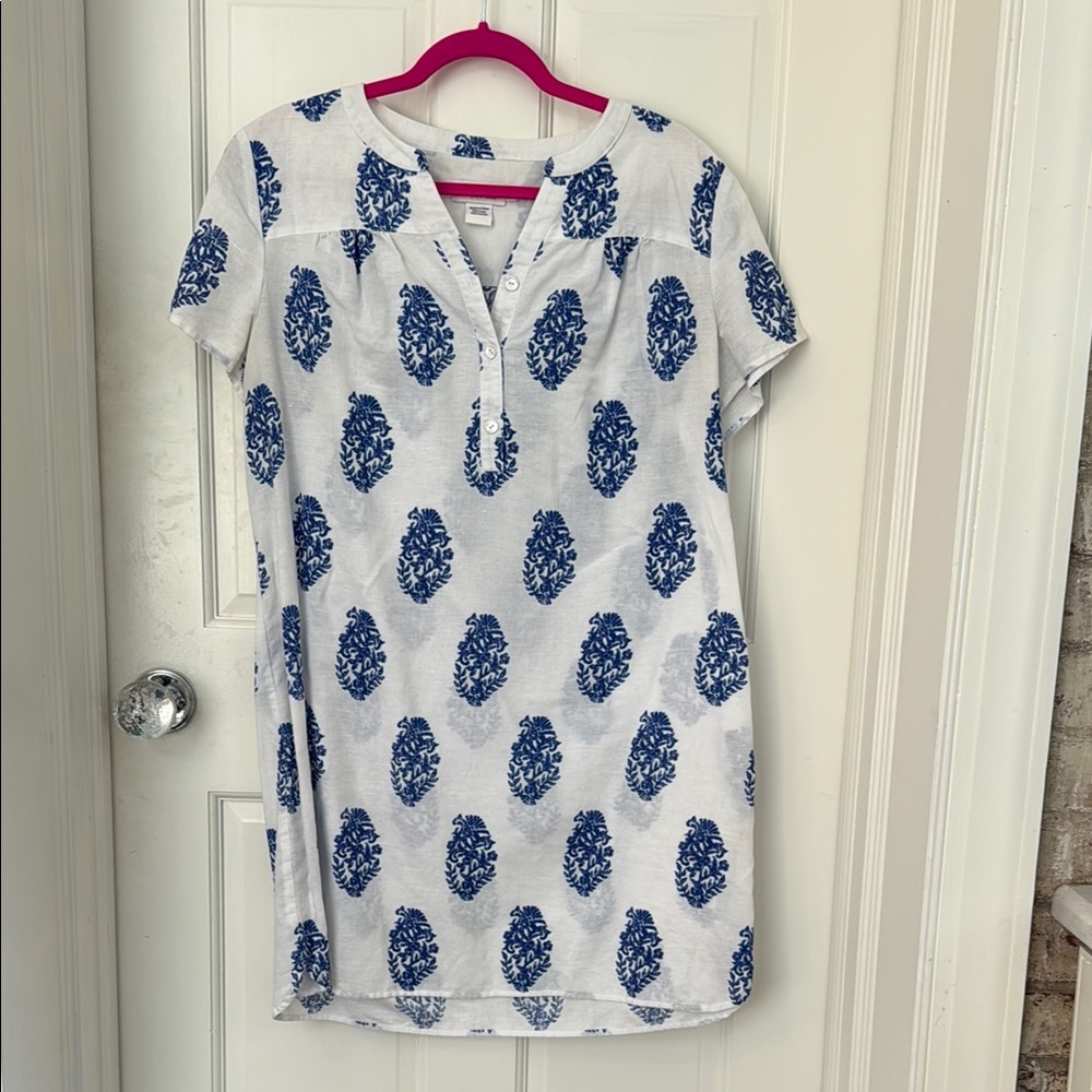Vineyard Vines White and Blue Printed Dress